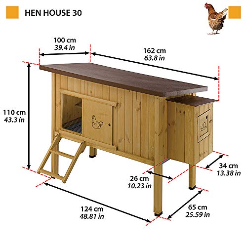 Ferplast 57096000 Hühnerstall HEN HOUSE 30, für bis zu 6 Hennen, Holzkonstruktion, Maße: 162 x 100 x 110 cm - 2