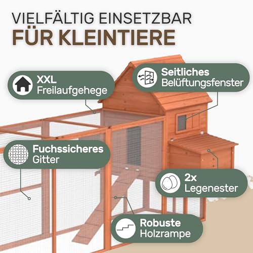 Hühnerstall / Hühnerhaus mit Freigehege aus Holz ca. 310 x 150 x 150 cm - 7