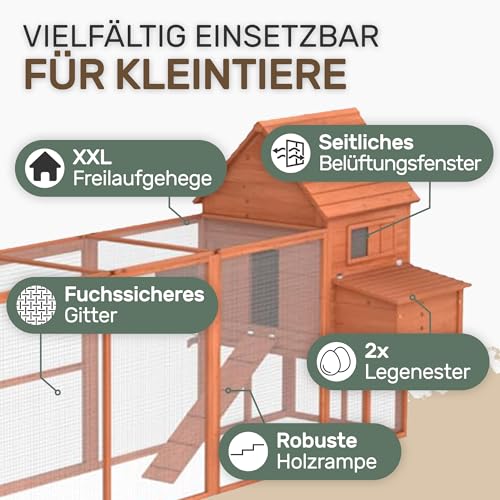 Hühnerstall / Hühnerhaus mit Freigehege aus Holz ca. 310 x 150 x 150 cm - 7